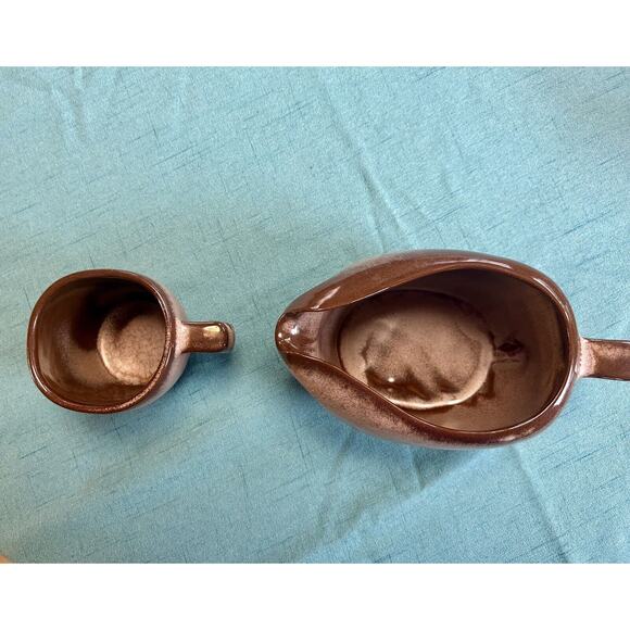 Vintage FRANKOMA Pottery Plainsman Pitcher And Mug In‎ Brown Satin - Picture 2 of 5